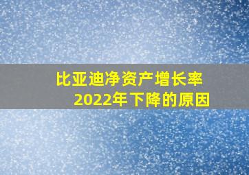 比亚迪净资产增长率 2022年下降的原因